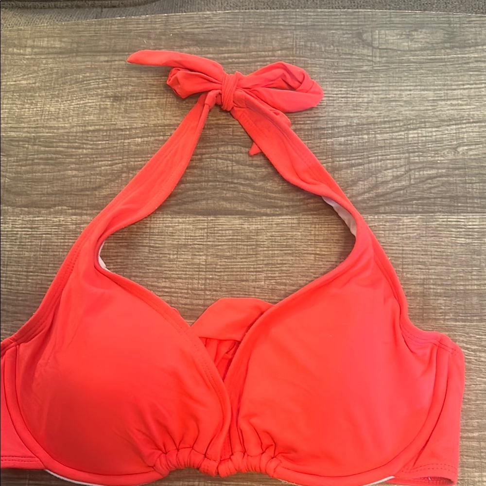Ann Taylor White and Red Bikini Top